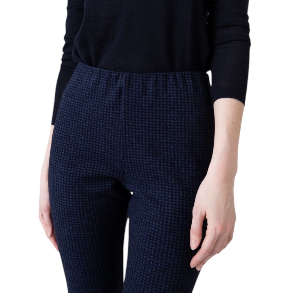 ANN MASHBURN Cobalt Navy Houndstooth Faye Flare Cropped Pants - Picture 4 of 10